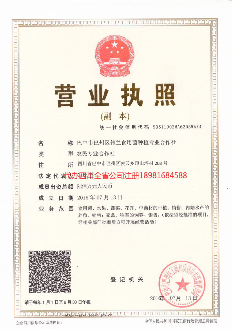 弥勒弥勒伟兰食用菌种植专业合作社